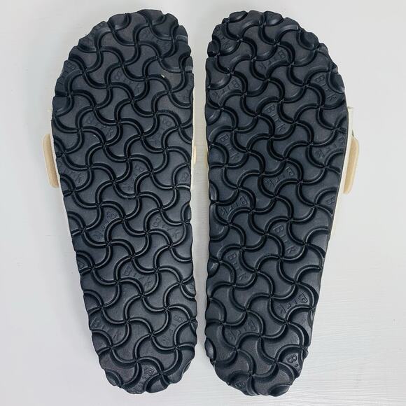 Birkenstock Madrid Big Buckle Rivet Logo 38 Narrow Canvas Eggshell Sandal NWOB - Picture 8 of 8